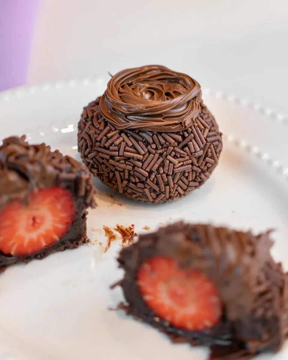 Brigadeirão de morango com nutella  artesanal